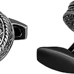 peora Grey Round Cufflinks Set Stylish Accessories Classic Wedding Business Gift for Men & Boys-picture-13