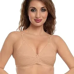 daisy dee Women's Cotton Padded Decorative Lace Overlay Design Brassiere Wirefree Full Coverage for Bridal/Regular Use Bra -NSPOCSN-picture-56