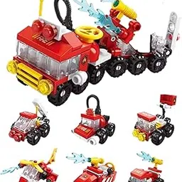 Toymersive 6-in-1 Fire Truck/Fire Brigade Department Vehicles Building Blocks| STEM Interlocking Block Set | Building Block Figure for Kids & Adults | DIY Block Set-picture-11