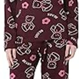 smarty pants Women's Cotton Teddy Bear Print Wine Color Full Sleeves Night Suit.-picture-1