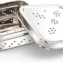 DiBha Stainless Steel Square Shape Box for Kothmir/Dhaniya/Coriander Multipurpose Dabba Storage Box/Kitchen Container - Set of 1 (400ml, 10x10x4cm - Small)-picture-18