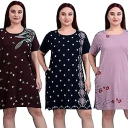 d-line collection Women's Cotton Plus Size Printed Long Tshirt with Pockets and Side Slits Multicolor (Pack of 3,155)-picture-31