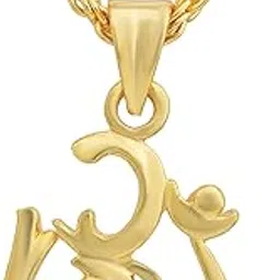morvi Gold Plated Brass Micron OM design Hindu pendant locket, temple jewellery necklace Men women Stylish Latest-picture-10