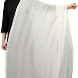 a r silk Women's White Georgette Dyeable Self Degine Regular Dupatta & Chunnis(ARS0848)-picture-23