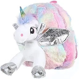 Shukrana Guruji Unicorn Style Fur Bags for Kids,Girls,Boys,Multicolour,Soft Fur-picture-10