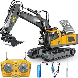 JETRA New Radio Control J-C-B Excavator Toy for 6-12 Yr Boys, Best Birthday Gifts for Kids 7 8 9 10 11 Year Old, Rc Construction Toys with Metal Shovel, Lights, Sounds 2.4Ghz, Multi Color-picture-18
