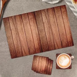 RAG28 MDF Set of 4 Wooden Pattern Dining Placemats with 4 Set of Coasters | Food Mats & Dining Table Accessories for Home, Bedroom & Kitchen | Size: 43.5 CM x 28.5 CM | DM9-picture-34
