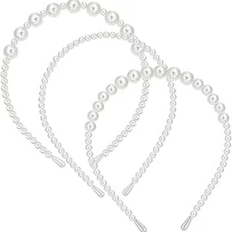 neobaby Pearl Headbands for Women, White Faux Pearl Hair Hoops, Bridal Hair Accessories, 3 Pieces-picture-19