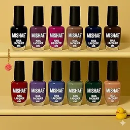 MISHAE NudeShade Nail Polish Set for Women & Girls – 12 Colors Combo Kit | 6ml Each, Total 72ml | Organic, Light Colours, UV Gel, Pop Nail Paints (Noir Bloom)-picture-16