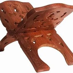 VIAPRADHAN Handcrafted Wooden Book Stand, Foldable Holy Book Holder with Intricate Carved Design, Rosewood-picture-10