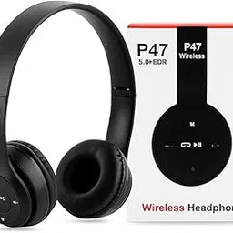 P47 Wireless Bluetooth Headphones, Deep Bass Sound, Foldable Design with Built-in Mic, Black-picture-16