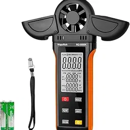 Digital Anemometer Humidity Meter 0.0%~99.9% RH Hygrometer Monitor with Ambient 6 Wind Speed Units Selection Wind Speed with Big LCD Screen for Air Volume, HVAC Vents, Boat Sailing, Shooting-RQ-5000K-picture-26