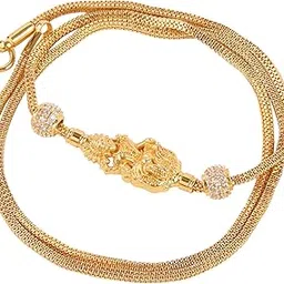 cute gold One Gram Micro Gold Plated Traditional Designer American Diamond Stone Mugappu Chain for Women & Girls (MC-1086)-picture-41