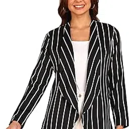 Women's Front Open Floral Printed Shrug Top, Regular Fit, Black and White-image-20