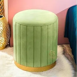 ENIQE STORE Mudda Pouf Round Sitting Foot Stool for Office Room Décor, Living Room Ottoman Stool, Upholstered Pouffe Puffy for Foot Rest, Home Furnishings (Pista Green)-picture-25