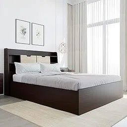 Nilkamal Riva Queen Bed with Box Storage & HeadBoard Storage | Engineered Wood | 1 Year Warranty | Wenge-image-80