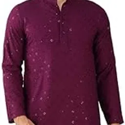 vastraa fusion Men's Rayon Sequince Chikan Embroidery Kurta Long Kurta Ethnic Wear Kurta-picture-36