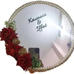 SOB FASHION CUSTOMISED Wedding Mirror, for Bride and Groom NIKAH Wedding Shadi Mubarak Mirror Groom and Bride Name (MIRCUSRD03)-image-0