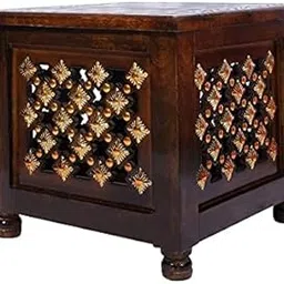 Incredible Artifacts Wooden Antique Stool with Storage for Living Room and Bedroom (Brown Size 12 inch)-picture-28