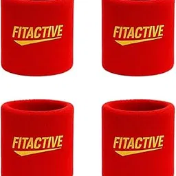 FitActive Cotton Wrist Sweat Bands for Men & Women – Sweat Absorbing Wrist Band Wrist Support 3 Inch for Gym, Running, Badminton, Tennis, Basketball & Multiple Sports (2 Pairs of Red Bands)-image-28