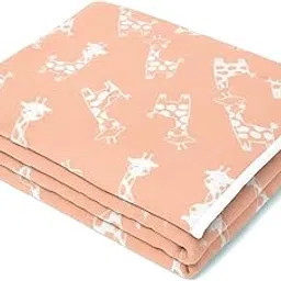 TIDY SLEEP Yarn Dyed Kids Blanket (140 ×100 cm) | Ultra-Soft Cozy Four-Layer Design for Infants Toddlers & Kids Upto 2 to 6 Years | Lightweight, Breathable All-Season Blanket (Peach Giraffe)-picture-14