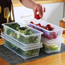 HomeWiz Fridge Storage Containers (Pack of 4) 1500ML Each | With Lids & Removable Drain Plate | Stackable Fridge Organizer for Fruits & Vegetables | Kitchen Storage Box-picture-27