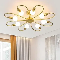 GAUVIK Nordic Pendant Lights Lamps Modern Ceiling Light Hanging Lamp Home Decor Chandelier.(Bulb Not Included) (8 Light Golden)-picture-11