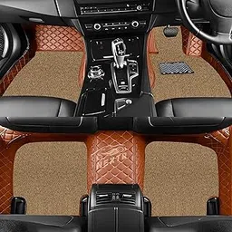 7D Premium Imported Car Foot Mat for BMW 520 M Sport (2016 2025)|Luxurious & Elegant Look | 100% Waterproof and Dust Proof | Custom Fitted Car Floor Mat-Tan with Coffee Beige Grass-image-46