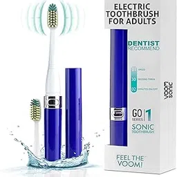 Voom Sonic Go 1 Series AAA Battery Operated Electric Toothbrush Dentist Recommended Portable Oral Care 2 Minute Timer Sleek Light Weight Design Soft Dupont Nylon Bristles - Royal Blue-image-82