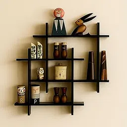 S S Wood Nation Floating Shelves with Decorative Shelves and Bookshelves for Living Rooms Made of Engineered Wood Used as Book case (Bold Black)-picture-46