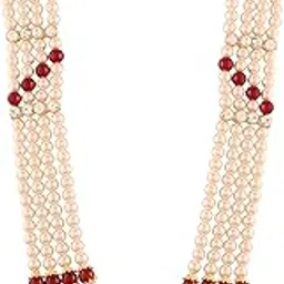i jewels 4 Layered Traditional Gold Plated Dulha Moti Mala with Stone Maharaja Haar/Groom Necklace For Men (MLP35)-picture-19