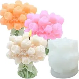 Skytail Flower Bouquet Candle Mold Tulip for Candle Making 3D Silicone Mold for Resin Casting DIY Plaster Polymer Clay Home Decoration Wax melts Valentine's Day Flower Bouquet Candle Party Gifts Molds-picture-11