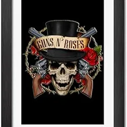 inspire TA Guns and Roses Rock Band Poster Vintage Music Band Paintings Wall Frame, Laminated Poster With Black Frames (12 X 9 INCH) image 1