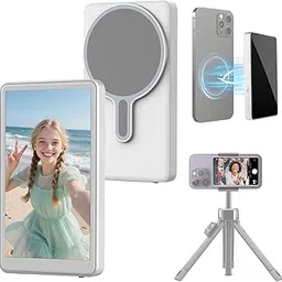 4K 60FPS Phone Vlog Selfie Monitor Screen, Back Camera Monitor with Bluetooth Remote, Compatible with iPhone Android, 1800mAh for Selfie Vlog No Delay Live Stream for TikTok White-image-24