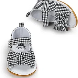 SNAPPSY Infant Girl's Bowknot Anti-Slip Soft Sole Crib Shoes Sandal 6-12 Months Black-image-3