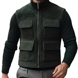 urbanhides Noble Stitch Traditional Button Front Suede Vest for Men | Men's Leather Vest, Olive Green Leather Vests, Suede Vests, Regular Fit, Four Pockets-picture-27