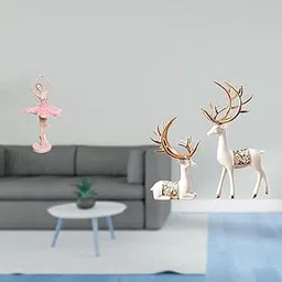 MERISHOPP Elegant Resin Ballerina and Reindeer Figurine Sculpture Collectable European Girl Deer Lover Ornament for Office Study Room Bookshelf Gift-image-83