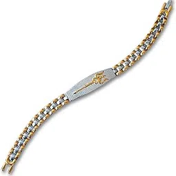 24K Gold Plated Duotone Trishool Grid Bracelet – 9 Inches Length-image-25