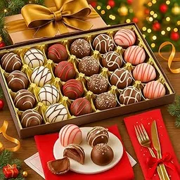 WINNI - Super Deluxe 24 Pcs Truffle Chocolates Gift Box | Belgian Handmade Dark Chocolates | Premium Celebration Chocolate Gift Box For Birthday, Anniversary, Wedding, Partner, Kids, Couple, Girlfriend, Boyfriend, Students | Imported Chocolates | Chocolate Bouquet & Hamper | Return Gift-image-45