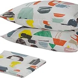 IKEA DOFTKLINT Flat Sheet and 2 Pillowcase, White/Multicolour 240x260/50x80 cm (94x102/20x32)-picture-41