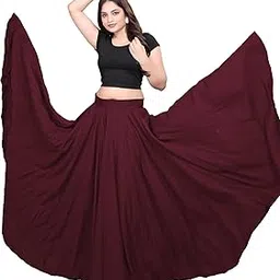 creozyra Urmila Fashion Women's 12-Meter Full Flared Long Skirt – 40-Inch Length American Crepe Stitched Lightweight Free Size Skirt for Ethnic Casual-picture-38