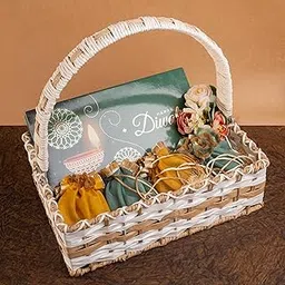 Ghasitaram Gifts Jaiccha Diwali Gift - Diwali Hamper Basket of Assorted dryfruit Sweets, mithai Pouches, dryfruit, and t - Lights|Gift Hamper|Diwali Gift Hamper|Food Hampers|Gourmet Hampers|-picture-53