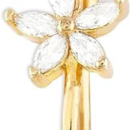 zaveri pearls Gold Tone Cubic Zirconia Flower Contemporary Brass Clip On Nose Pin For Women-ZPFK17174-picture-48