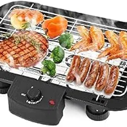 Smokeless Indoor/Outdoor Electric Grill Portable Tabletop Grill Kitchen BBQ Grills Adjustable Temperature Control, Removable Water Filled Drip Tray, 2000W, Black-picture-18