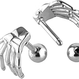 nylsa Pair Of Fashionable Men Punk Rock Style Stud Earrings Fashion Accessory Silver-picture-43