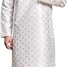 Men’s Art Silk Kurta Pajama Set | Traditional Ethnic Printed Kurta with Churidar Pajama | Perfect Outfit for Diwali, Wedding & Festive Celebrations-image-9