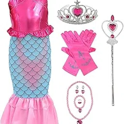 Girl Mermaid Dress, Girl Fish Dress, Girl Mermaid Costume, Children's Mermaid Tail, Birthday Party Special Occasion Costume, Halloween, Role-Playing-picture-26