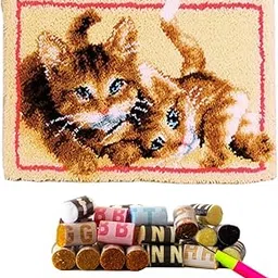 DIY Rug Crochet Yarn Kits,Needlework Latch Hook Kit Unfinished Crocheting Rug Yarn Cushion Embroidery Carpet Set (Dog,21x15" (52X39cm)-picture-42