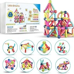 Little Sharks Magnetic Building Sticks Blocks Kids Toys, Learning Sticks and Balls, Activities Toys for Toddlers, Educational Magnet Building Blocks for 3+ Year Old Gifts (32 Pcs Stick)-picture-31