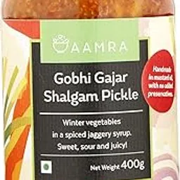 Aamra Traditional Homemade Gobhi Gajar Shalgam Pickle 400grams, Sweet, Sour and Juicy Pickle, Spiced Up with Jaggery Syrup.-picture-20